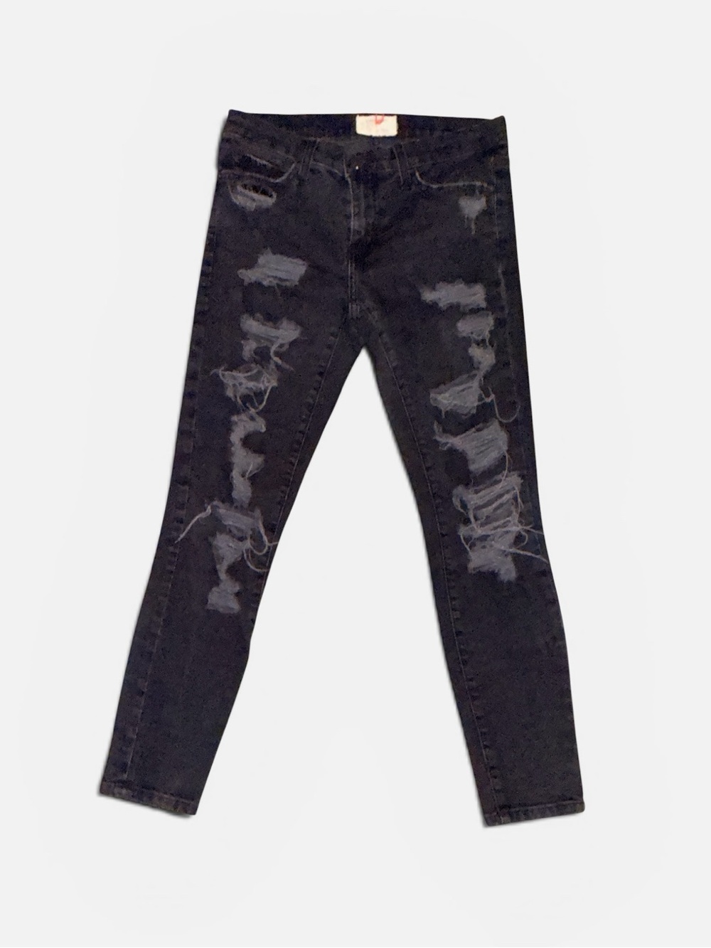 Current / Elliott - Black The Stiletto - Black Tattered Distressed Skinny Jeans